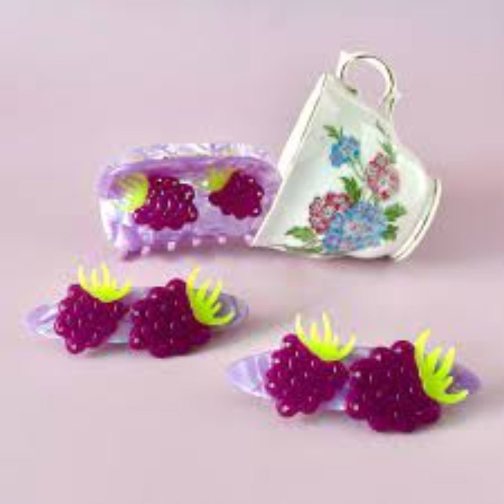 CENTINELLE Raspberry Medley Hair Barette Clips (2 Total)